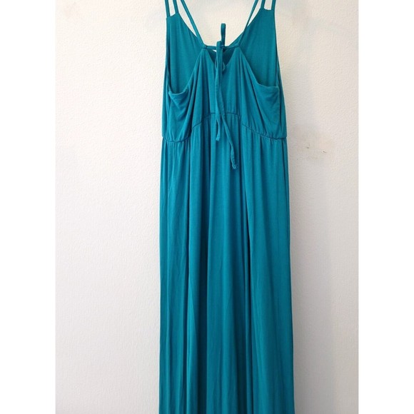 Willi Smith Teal Maxi Dress Boho Size Small Sleeveless V-neck Adjustable Straps - Picture 5 of 8